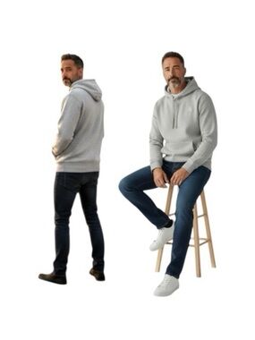 Reebok Delta Fleece Hoodie Sweatshirt Light Gray